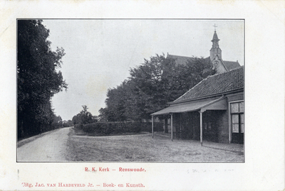 14016 Gezicht in de Nieuweweg te Renswoude; met rechts achter de bomen de Rooms-Katholieke kerk.N.B. De kerk is in 1933 ...